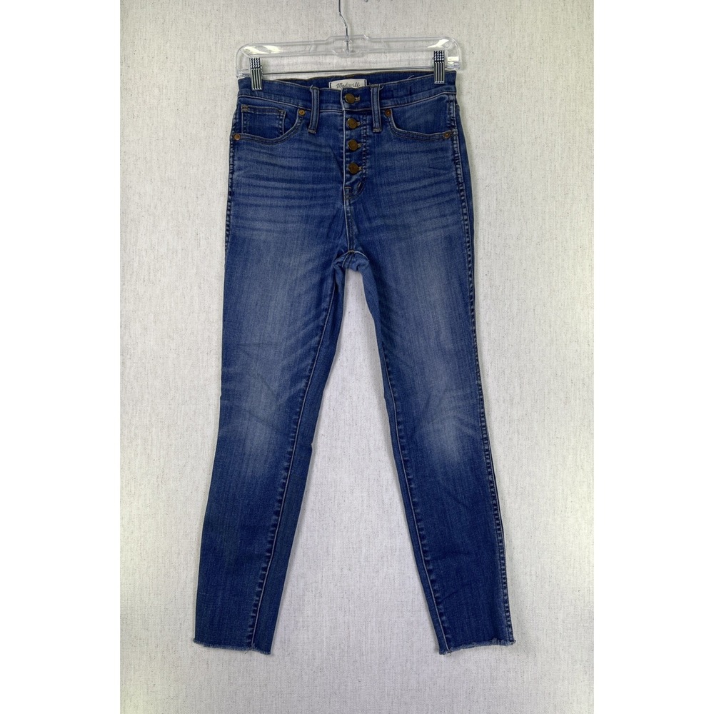 Madewell Jeans Women's 10" High-Rise Skinny Crop Button Fly Raw Hem‎ Size 26
